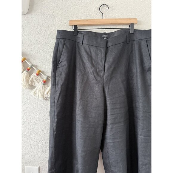 J. Crew Sydney Pant In Linen Blend Wide Leg Black Trouser Pant Careerwear 18 - Picture 4 of 8